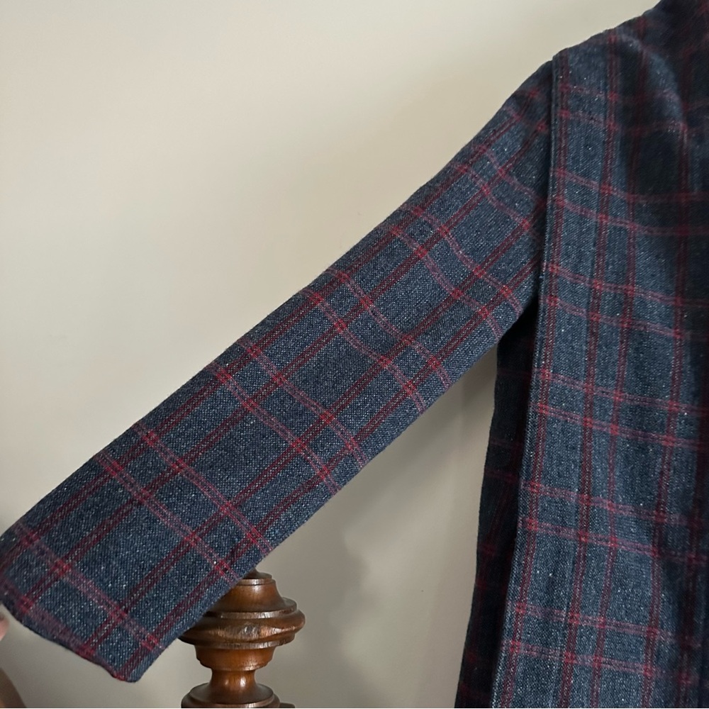 Marc By Marc Jacobs Navy and Red Plaid Pea Coat - Picture 2 of 9